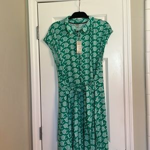 Boden tie waist jersey shirt dress NWT